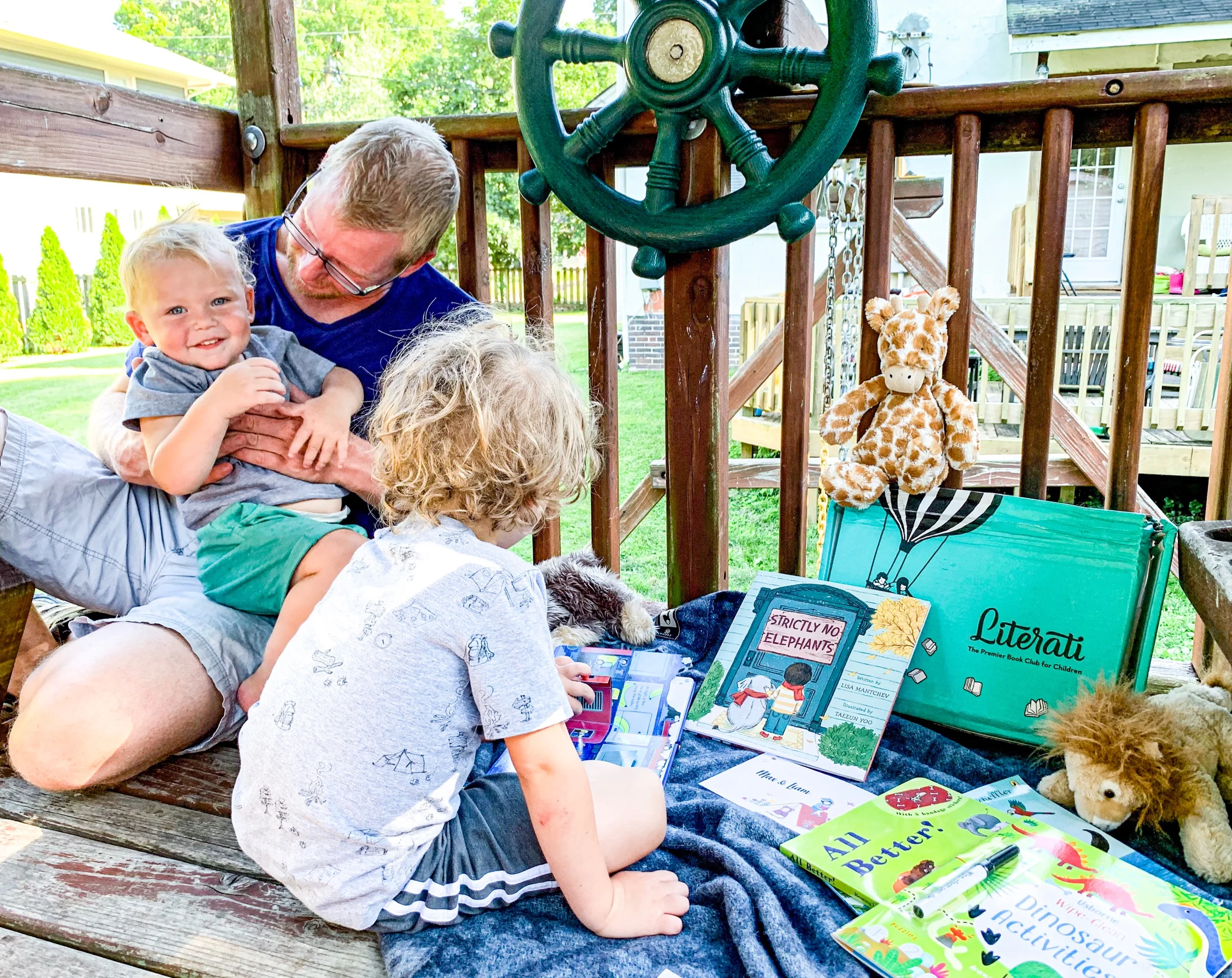 Chris, Max, & Liam exploring our Literati Box