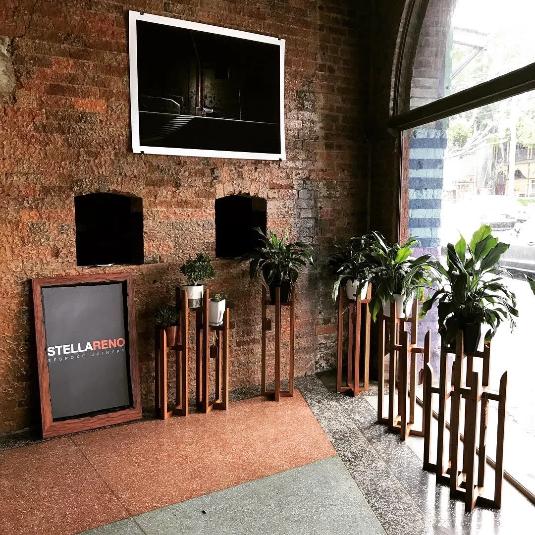 A collection of Plant Stands.A single,double and three tier arrangement from recycled Spotted Gum balustrades.