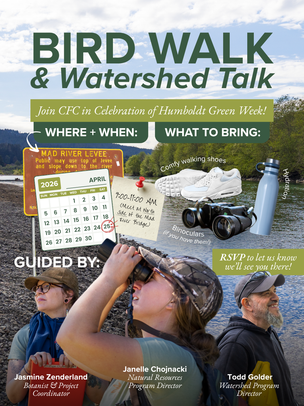 Flyer Promoting Bird Walk & Watershed Talk Along the Mad River