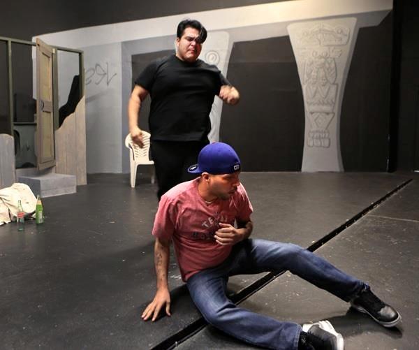  Issac Torres and Ruben Oriol-Rivera in rehearsal for “Electricidad” by Luis Alfaro 