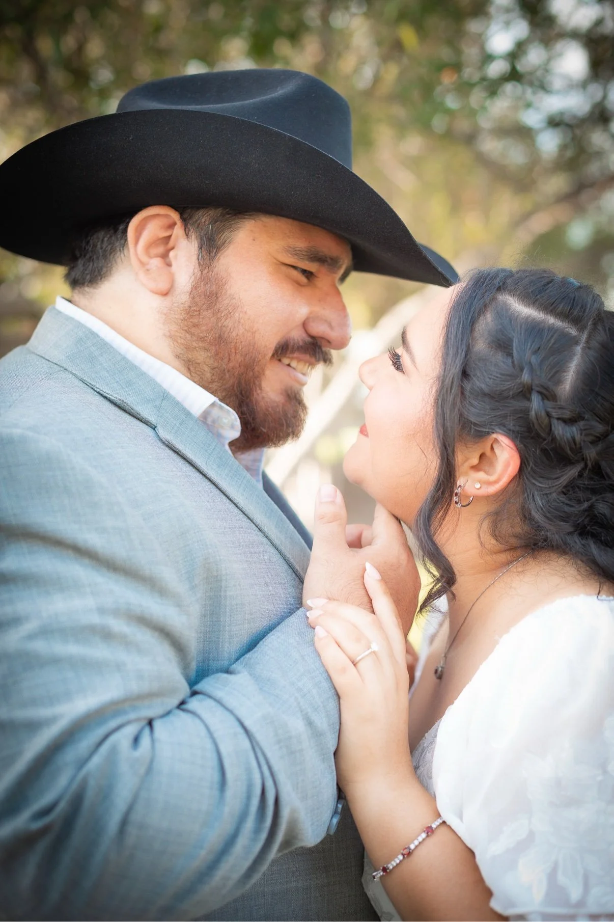 Engagement photo of a couple outdoors