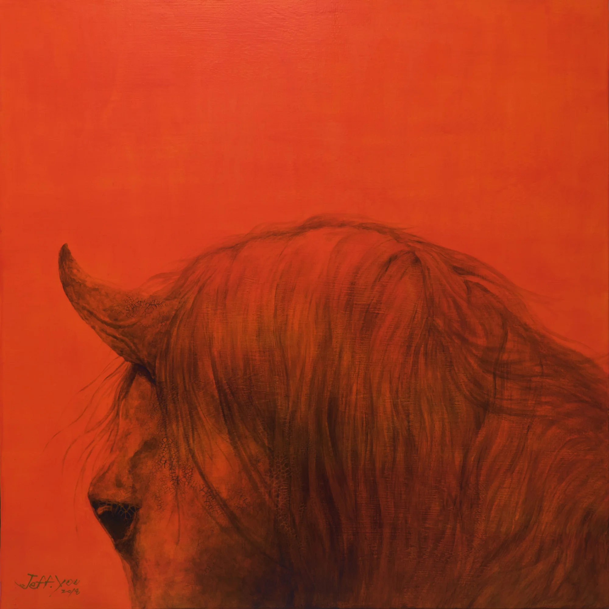 A White Horse in the Orange Dream 72.7x72.7cm Acrylic on Canvas 2018 USD3600 / £2800