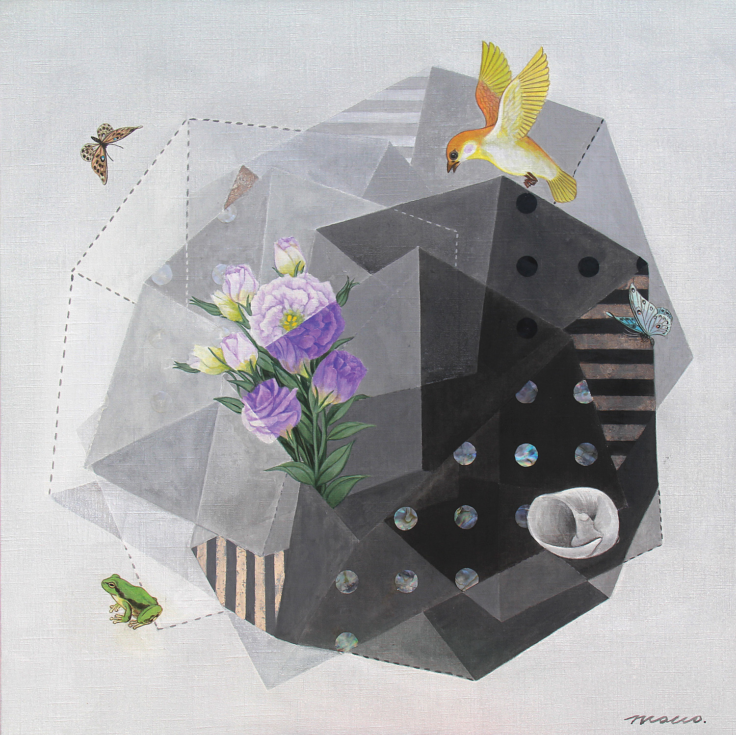 Nature-Boundary 2018 Mixed Media on Fabric 60x60cm 4000USD / 3000£