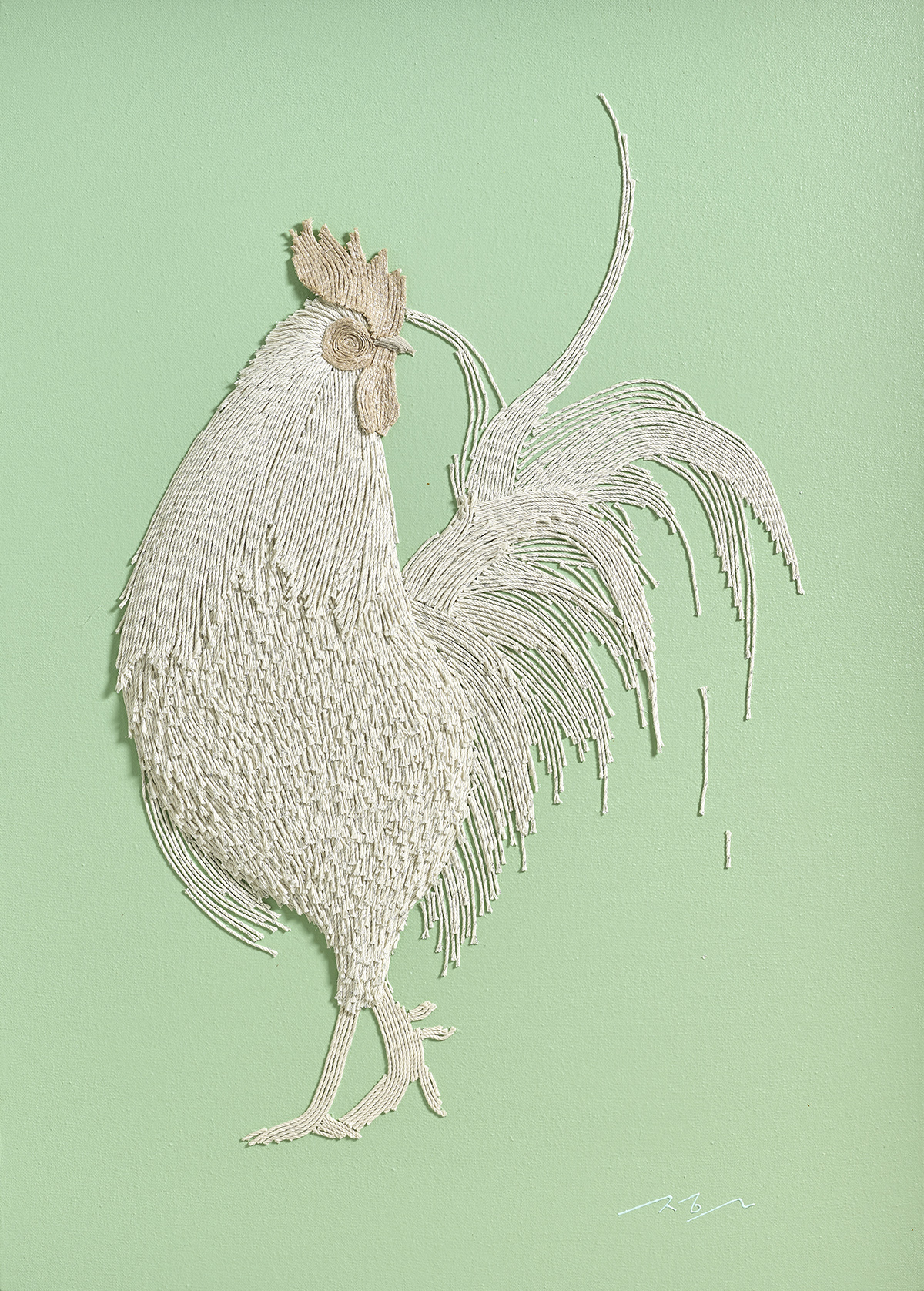 촉감 기억 - 닭 Tactile Remembrance - Rooster 91x65cm Mixed Media 2019