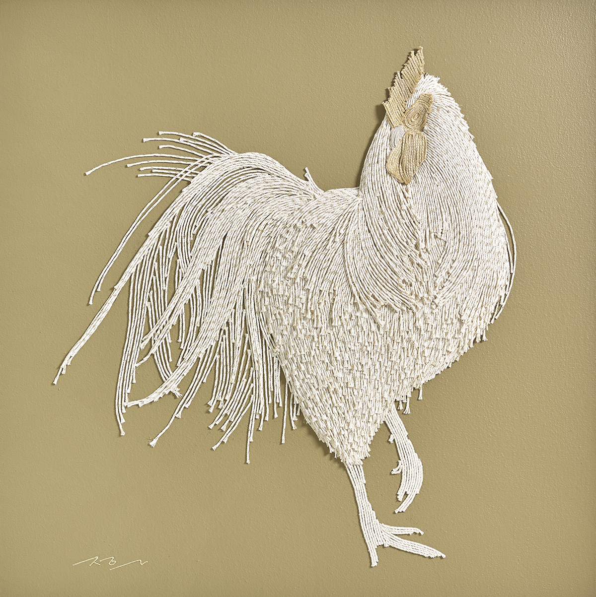 촉감 기억 - 닭 Tactile Remembrance - Rooster 72.7x72.7cm Mixed Media 2019