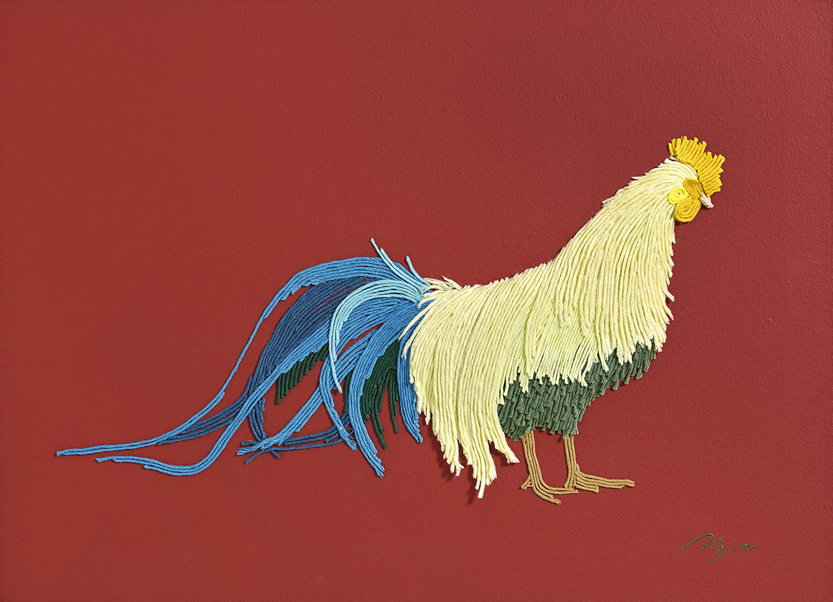 촉감 기억 - 닭 Tactile Remembrance - Rooster 53x72.7cm Mixed Media 2019