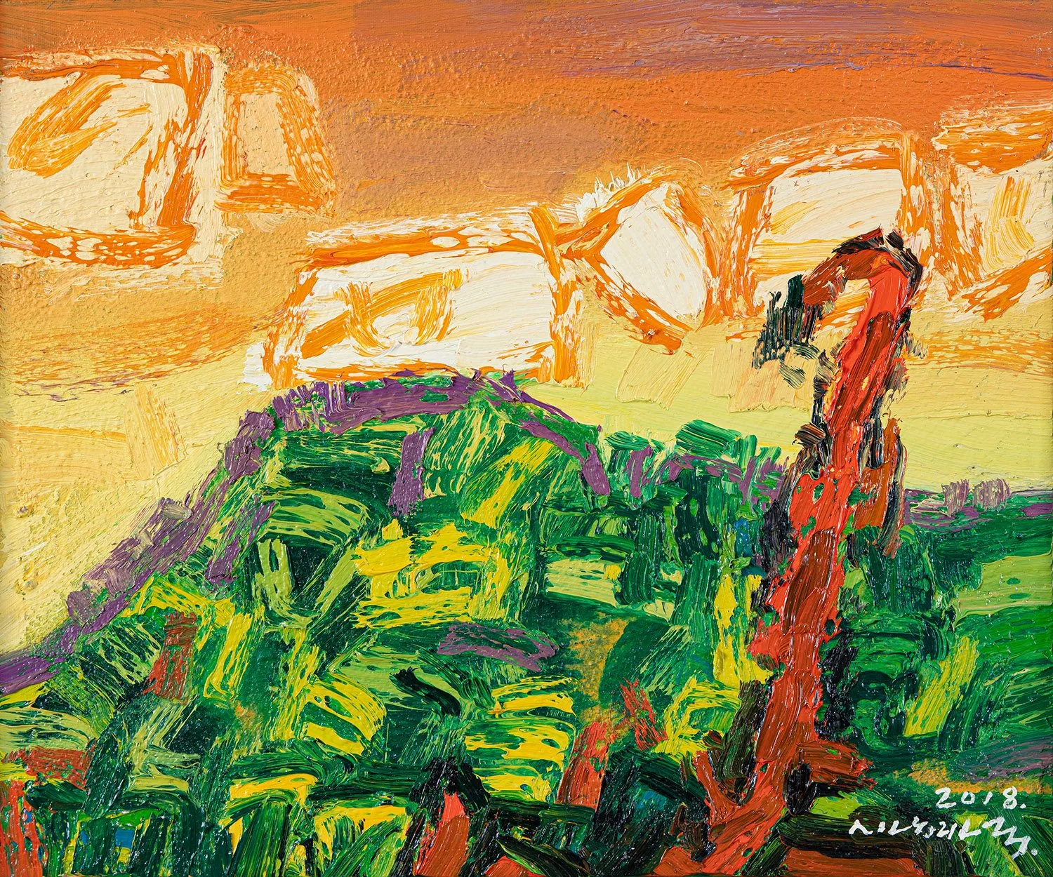  적송 Red Pine Tree 2018 Oil on Canvas 45.5x37.9cm     