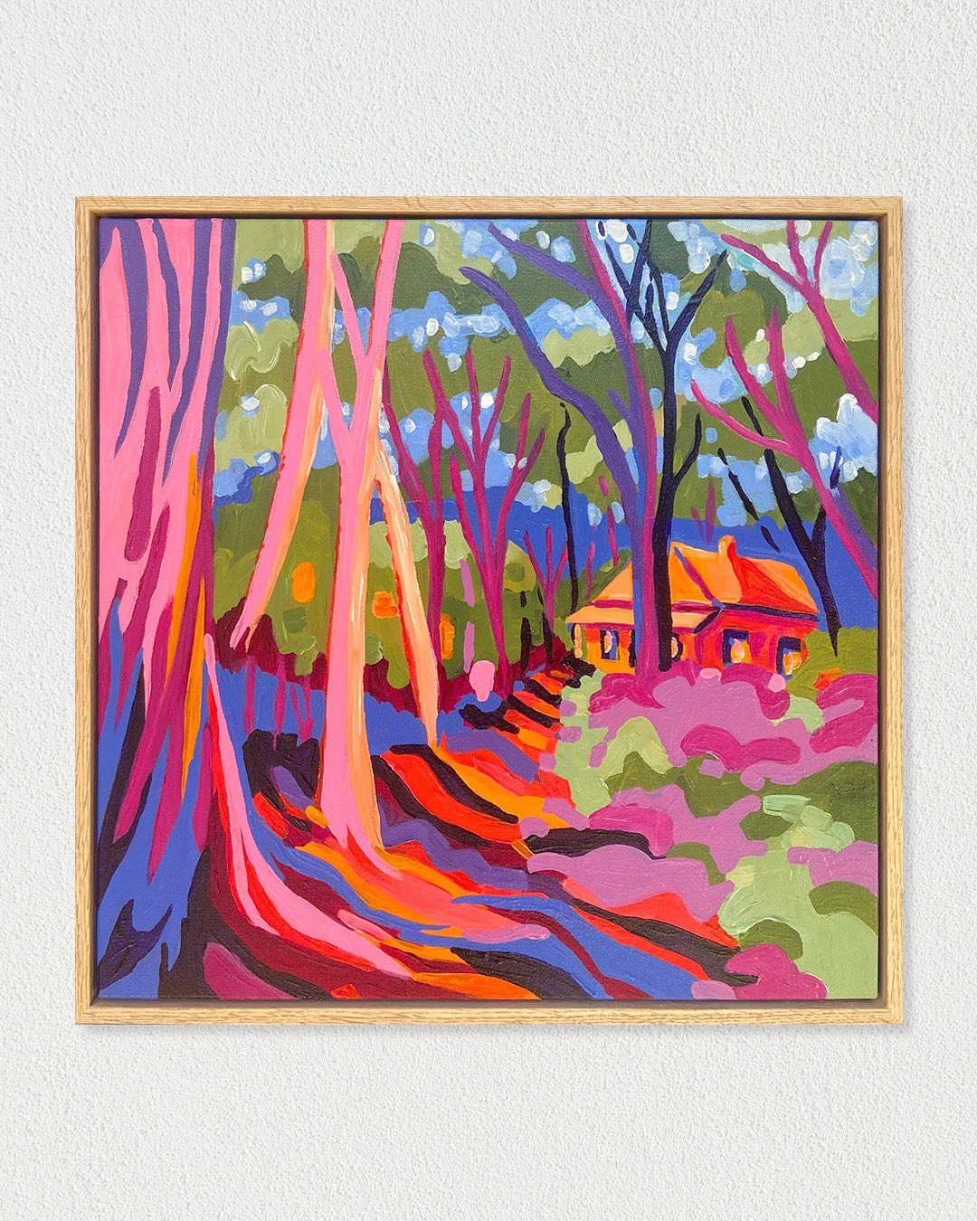 New work 🥰 &lsquo;The Path Home&rsquo; 🏡 
43cm x 43cm | Framed in oak by @upinframessa | Available (soon) at Miss Emily&rsquo;s Emporium, Stirling @missemilysemporium 

This piece is about the quiet, familiar paths that lead us home, not always in 