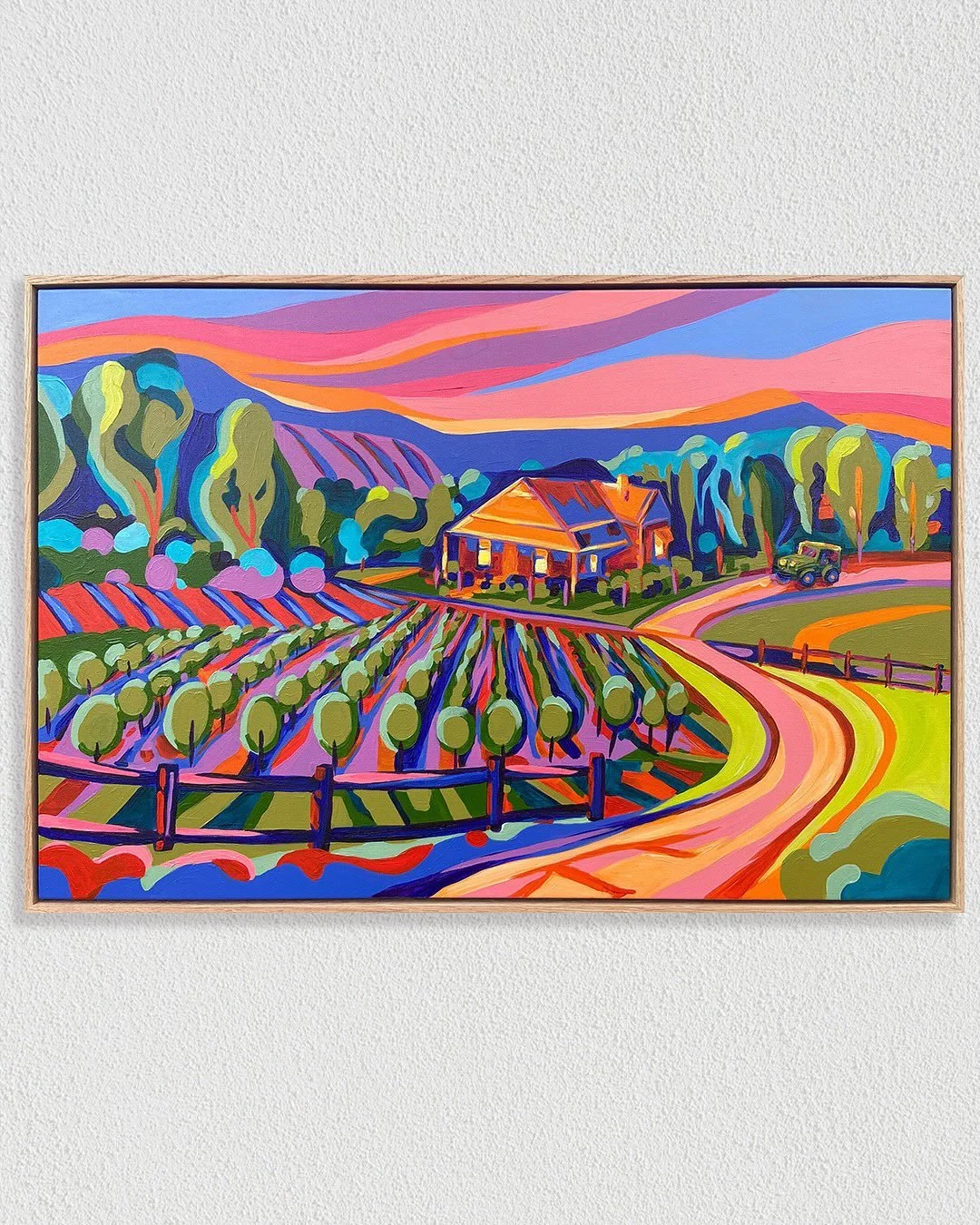 This piece was such a special commission 💓 
It was created as a surprise first wedding anniversary gift, a way to honour a place that&rsquo;s been in the family for generations. The home, the old apple cart vehicle 🍎 (which made an appearance at th