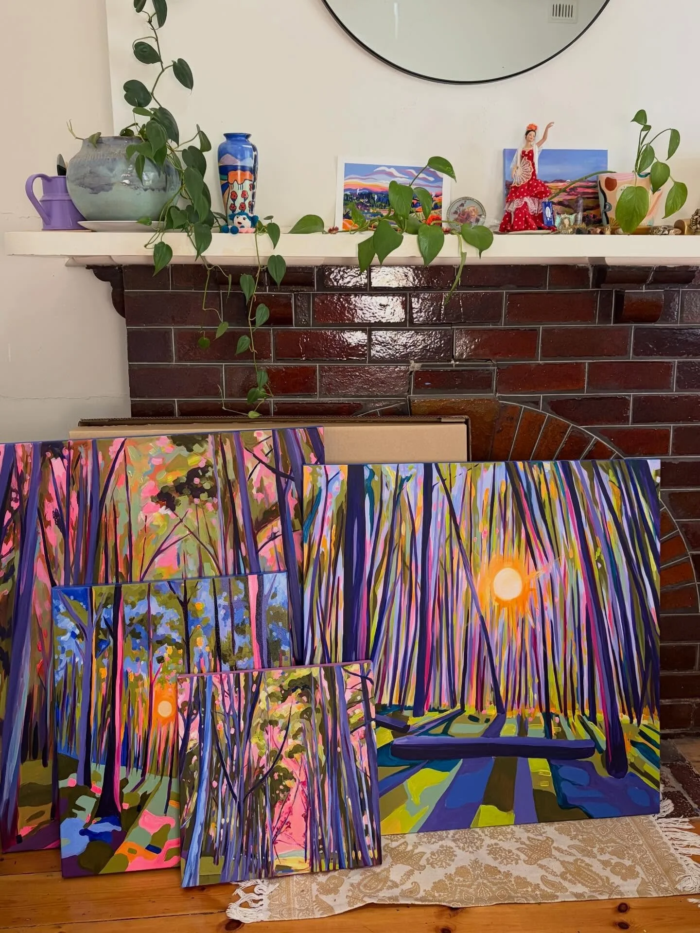 The Forest series coming to life 😉 🌲 
More to come&hellip; can not wait to share them with you 👏🏻 
Where&rsquo;s your favourite forest to visit??? 👇🏻👇🏻👇🏻 
.
.
.
.
#landscapepainting #southaustralianartist #forest #landscapeart #artstudio