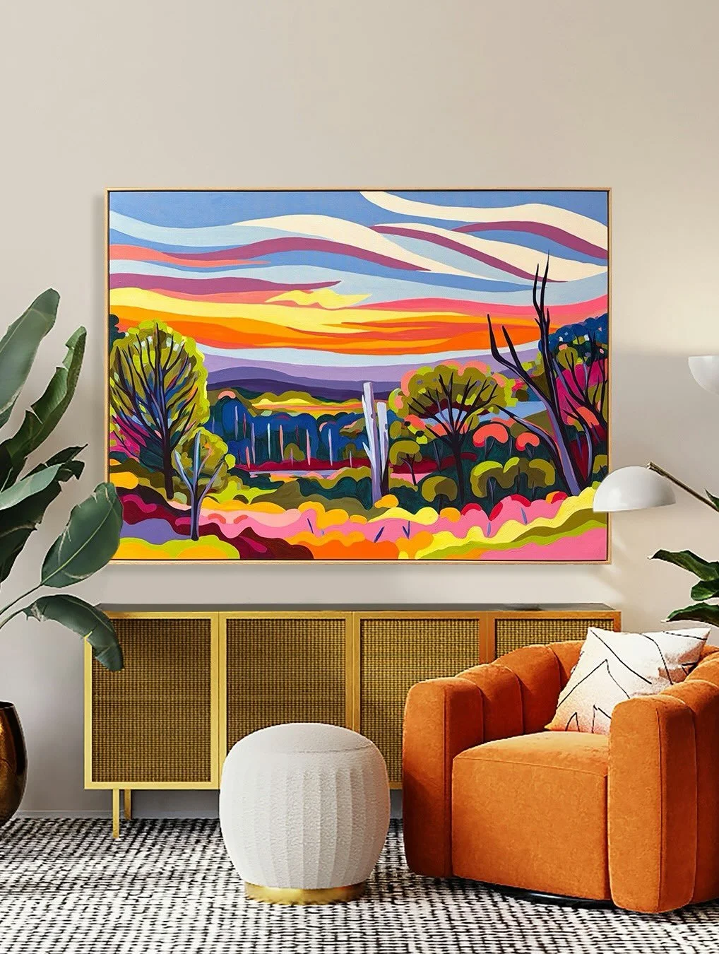 Yay!!!! What an absolute beauty! 😍😍😍
My most recent commission, 150cm &times; 110cm was created for a family in Crafers, in the Adelaide Hills, inspired by the view from their home. I visited the property to experience the landscape, gathering pho