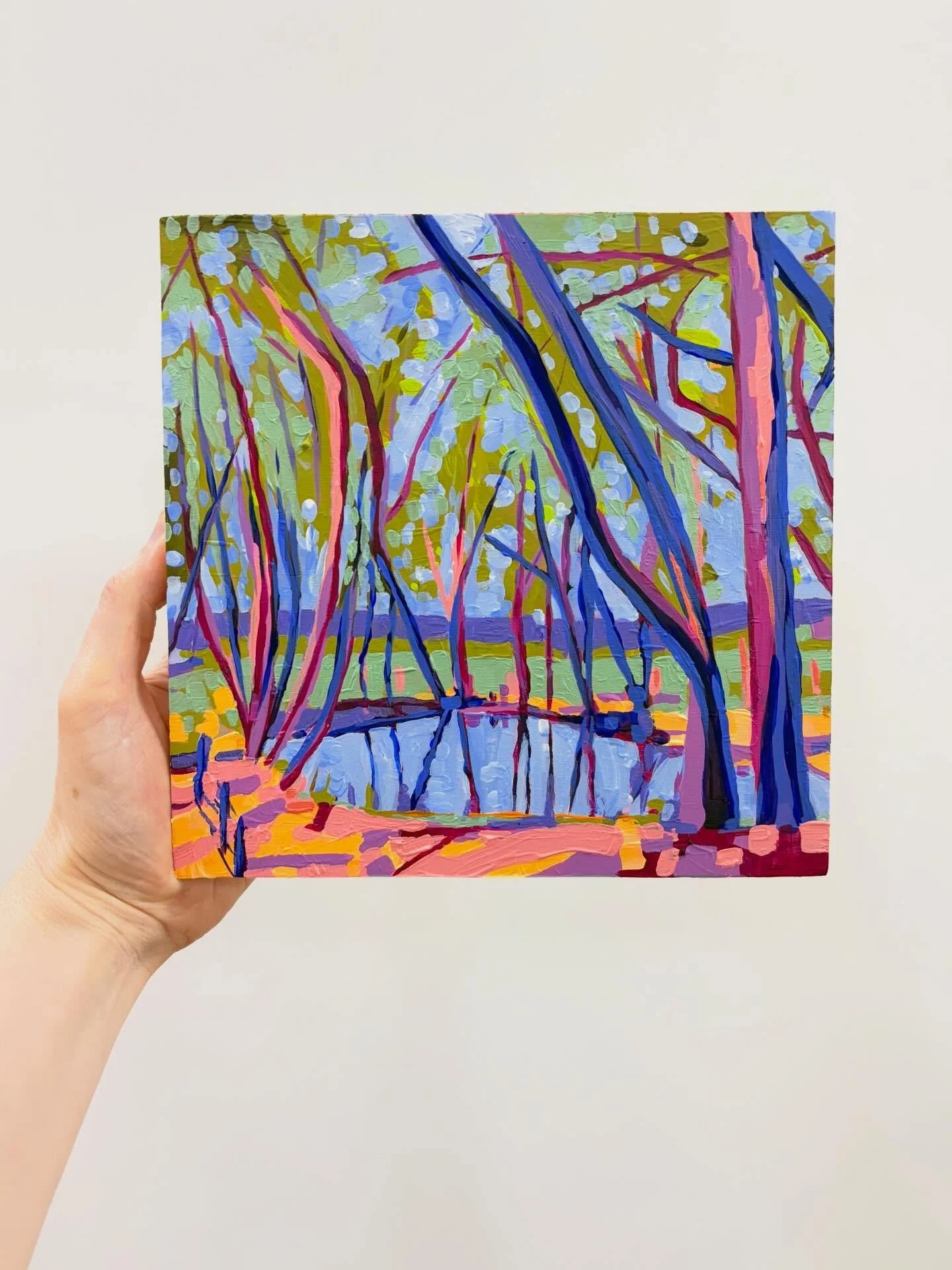 First one!!! Mini Mondays! &lsquo;Shared Reflections&rsquo; inspired by a property in Mylor South Australia.
Yay! I&rsquo;m soo excited for this, every Monday I&rsquo;ll be releasing a brand new mini landscape at 1pm - 20 x 20cm acrylic on wooden boa