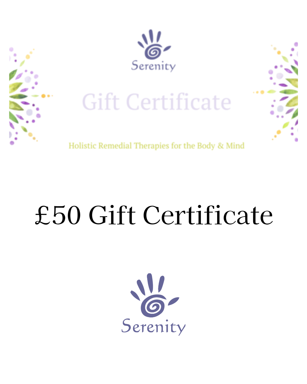 £50 Serenity Massage Gift Voucher
