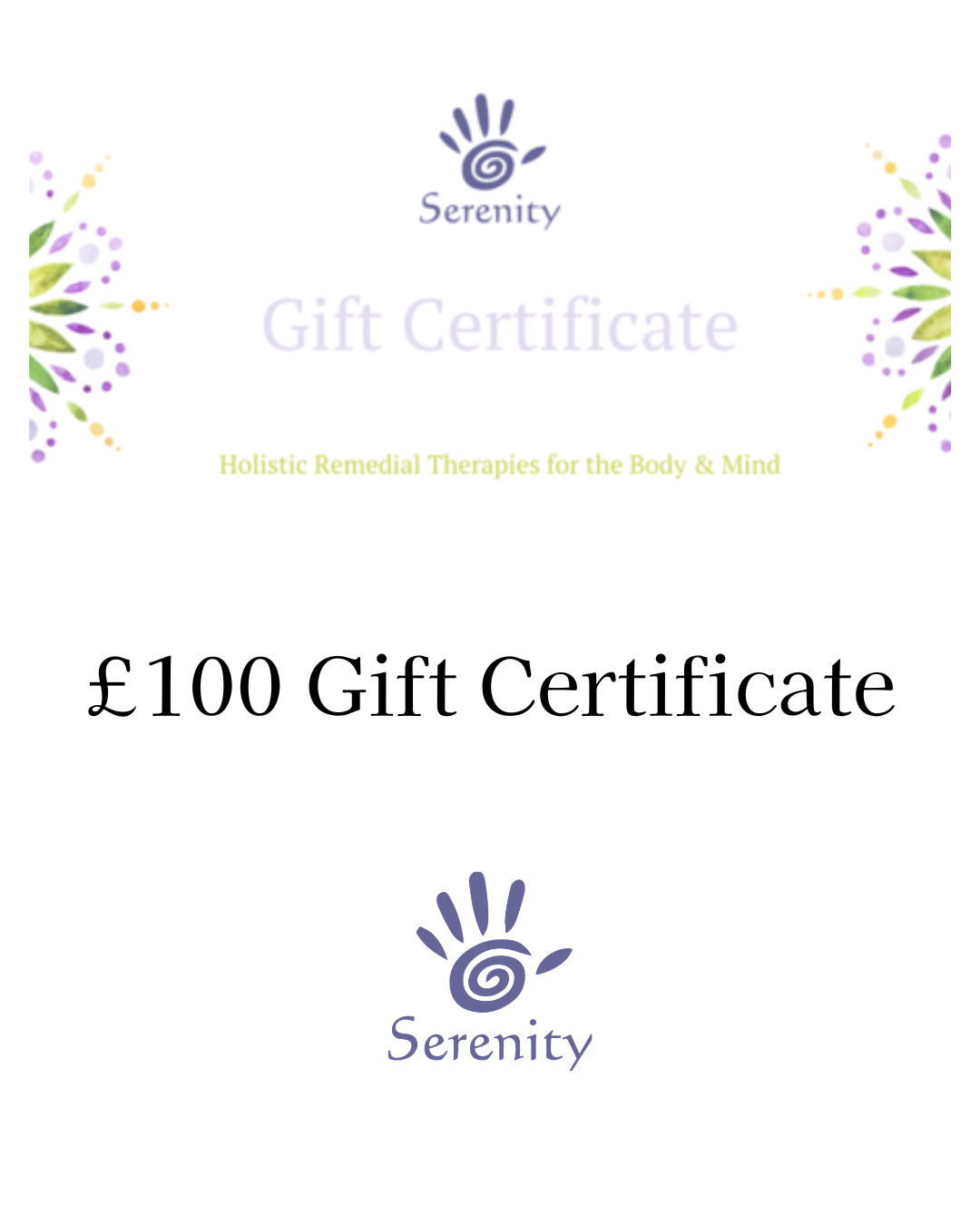 £100 Serenity Massage Gift Voucher