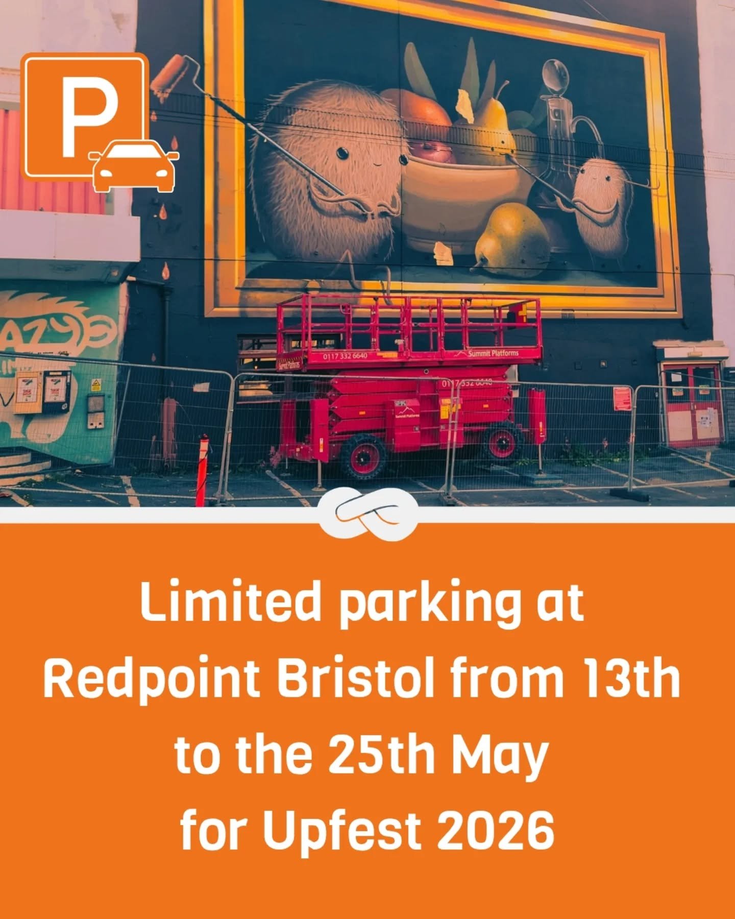 🅿️If you are coming along to a BIC sessions this Thursday 14th or next Thursday 21st, there will be limited parking at Redpoint as new artwork is being sprayed on the building as part of Upfest 2026 🎨

There is no parking on Luckwell Road [pictured