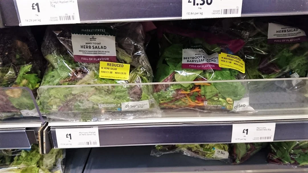 30 tips for reducing food waste and eating sustainably. morrisons reduced salad