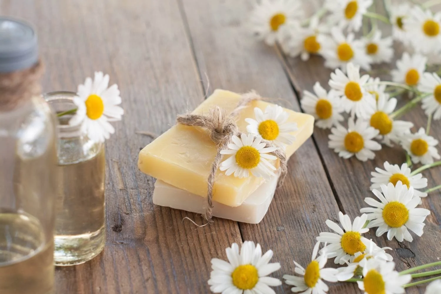 shampoo bar no packaging next to daisies