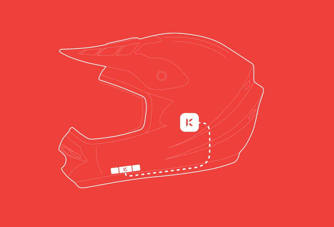 3-Button Remote attaches to exterior of helmet