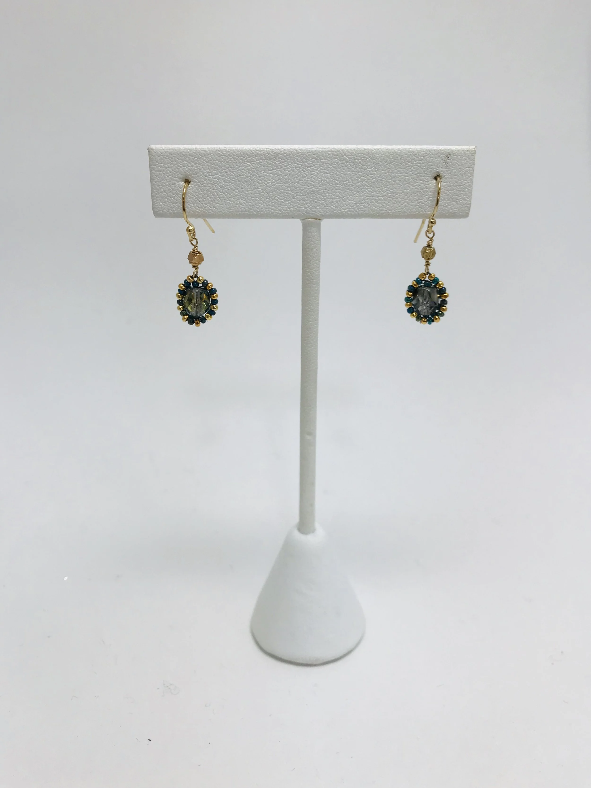 Czech fire polished bead and charlotte earrings