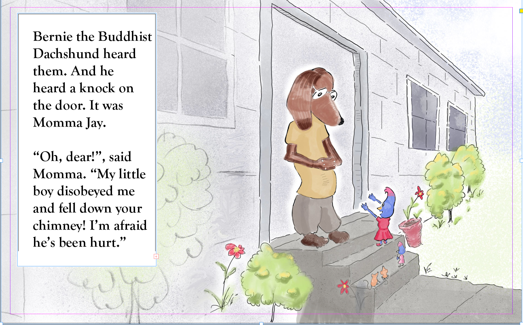 bernie_meets_momma_blog.png indesign, overlaid text, cluttered background
