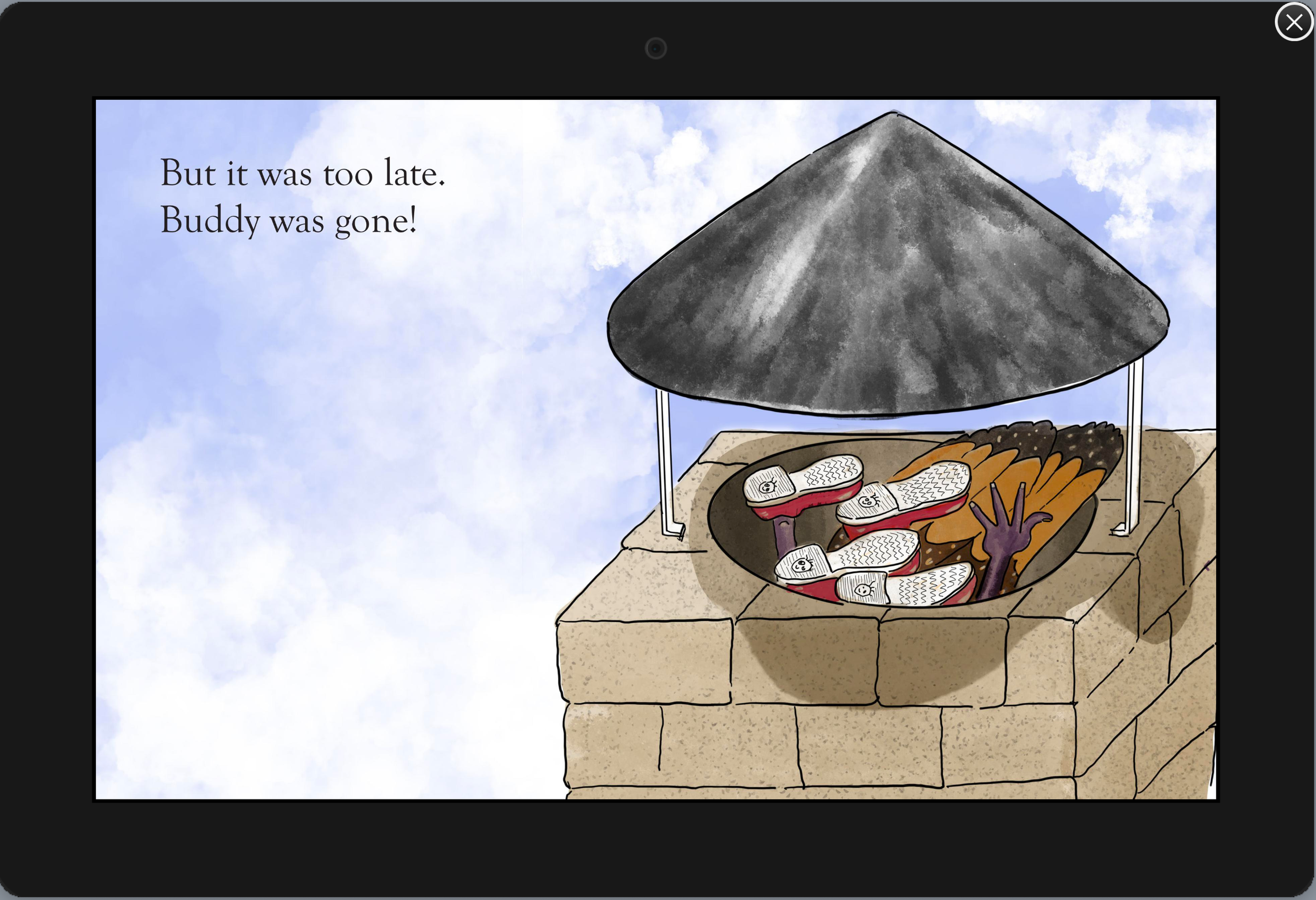 too_late_to_save_buddy.png butterfly falls down chimney, children's book, deadlines, delays