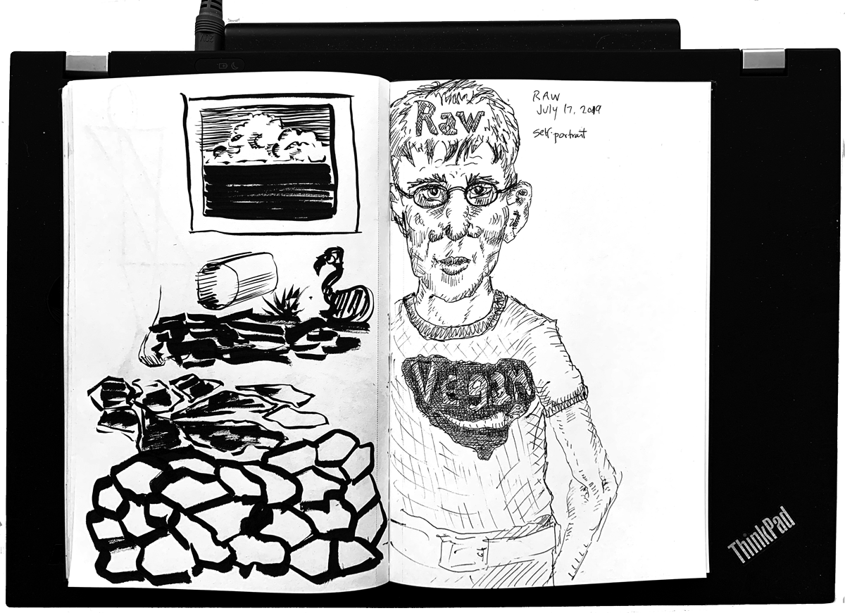 July 17, 2019 — Raw Self-portrait with hair as it was 20 years ago