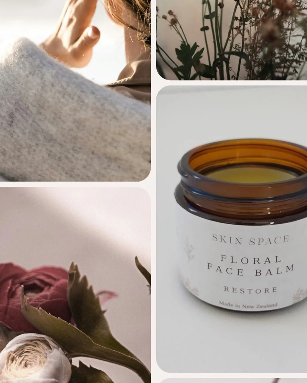 Floral Face Balm - a delicious skin nourishing blend of plant oils, shea butter and flower extracts, blended into a soft buttery balm. 

Rich in protective vitamins, anti-oxidants and
essential fatty acids. Vitamins A, B, C, and E, support regenerati
