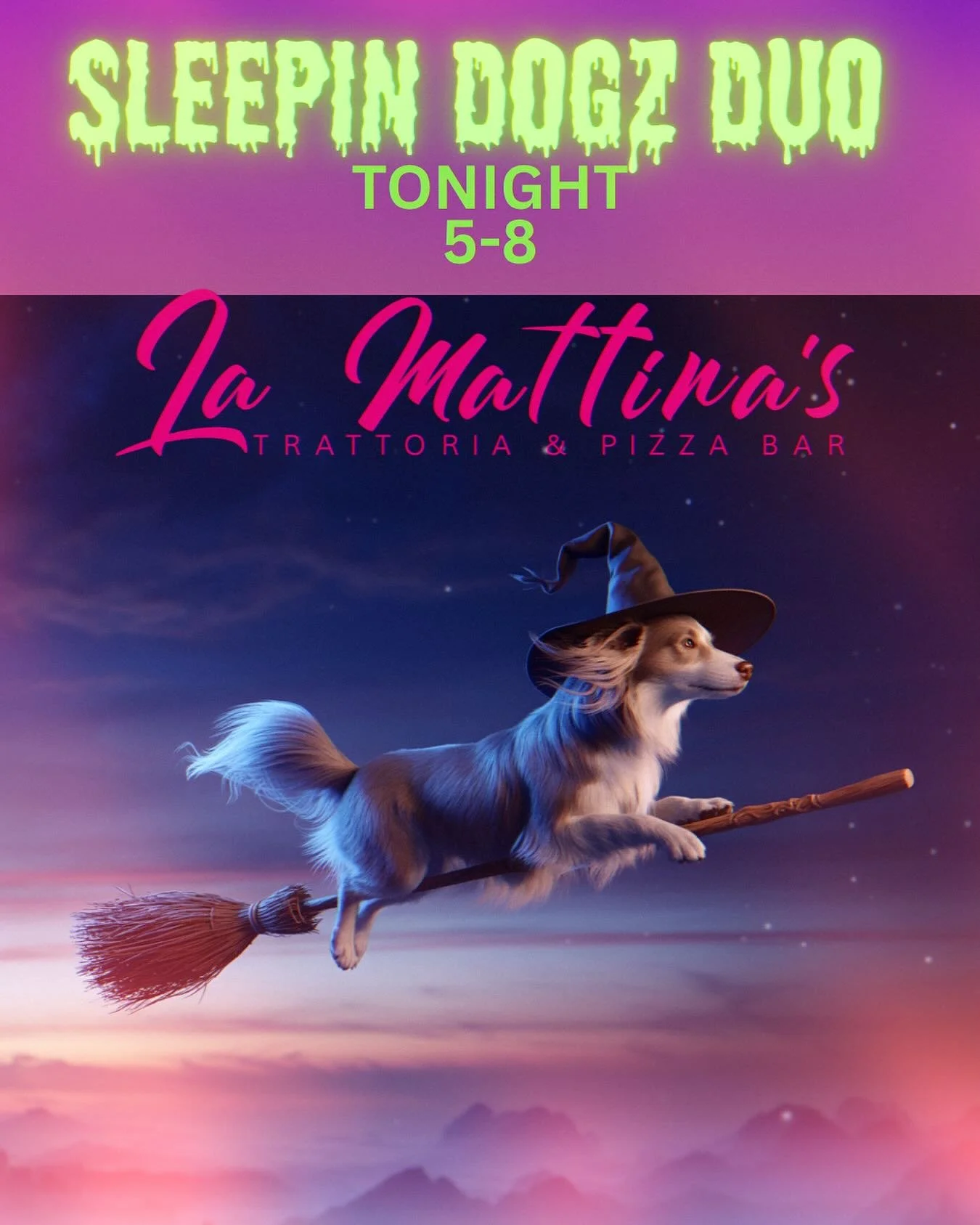 🚨Last minute show added! 
We&rsquo;ll be making our debut at @lamattinastrattoria in PSL tonight 5-8PM 
🎃👻🧙&zwj;♀️
#sleepindogz #sleepindogzduo #lamattinastrattoria #psl #portstlucie #florida #floridabands #livemusic #supportlivemusicvenues #supp
