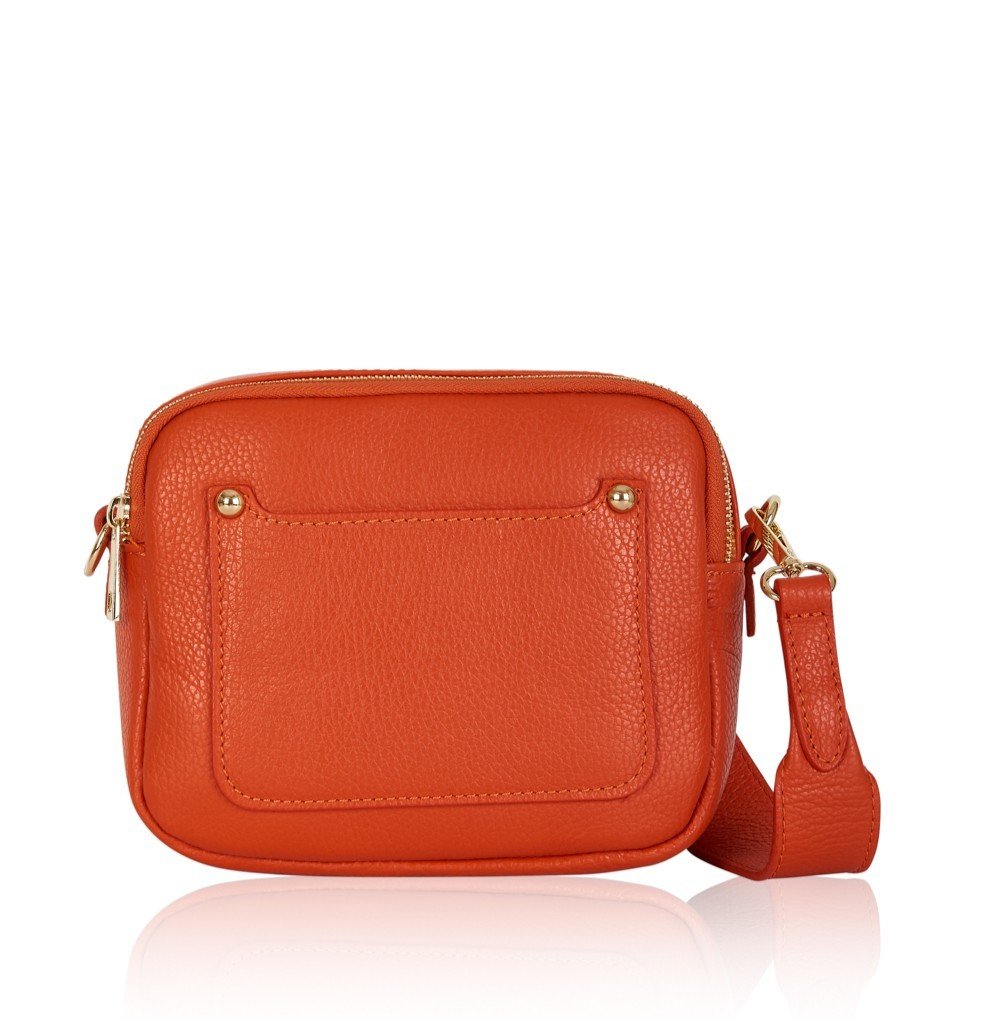 Leather shoulder bag - Double zip Burnt Orange PS387 — Victoria Fearn ...
