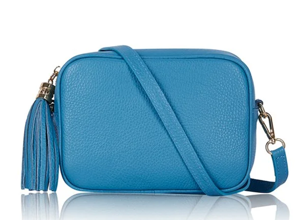 Leather shoulder bag medium - Sky Blue