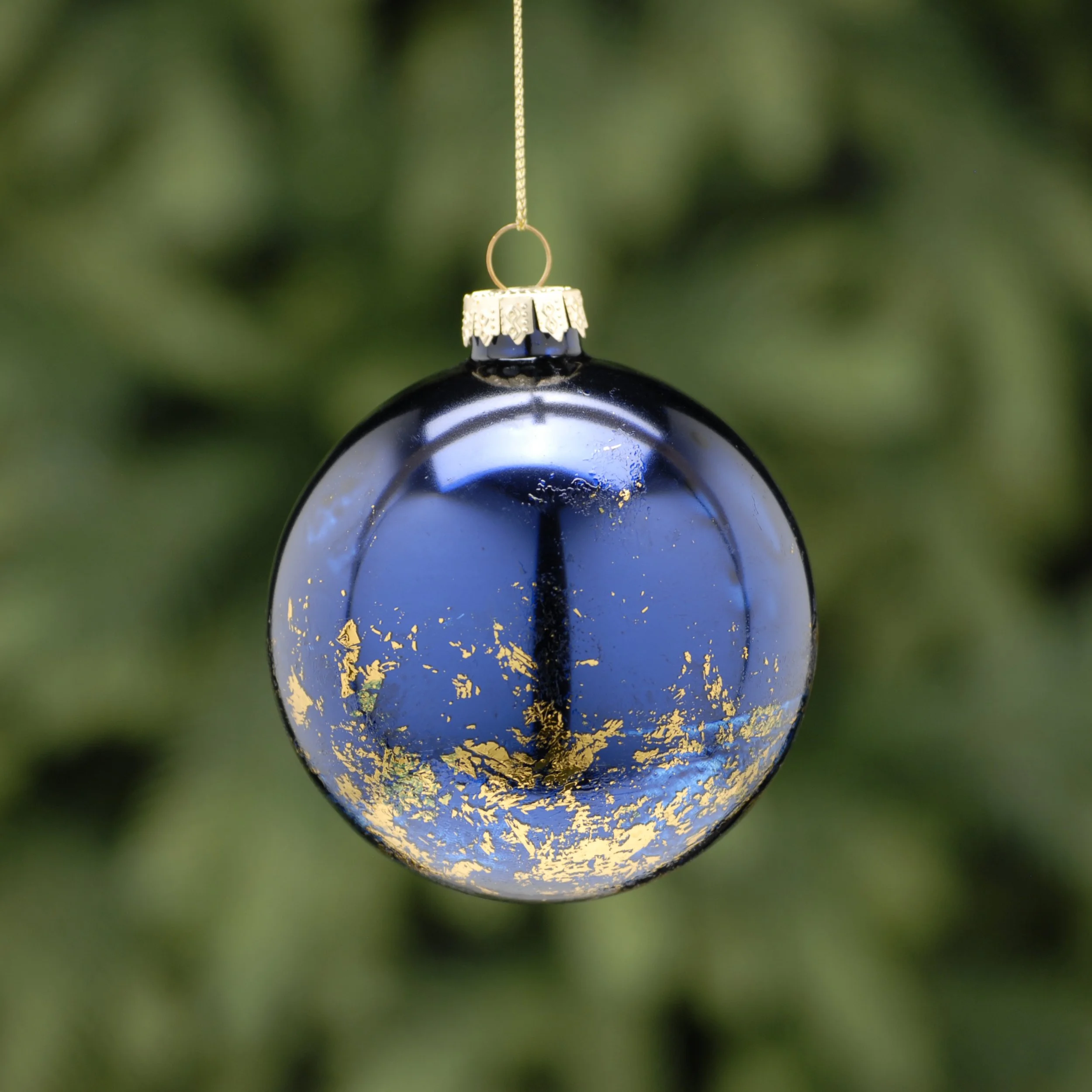 Bauble - Navy glass with gold detail