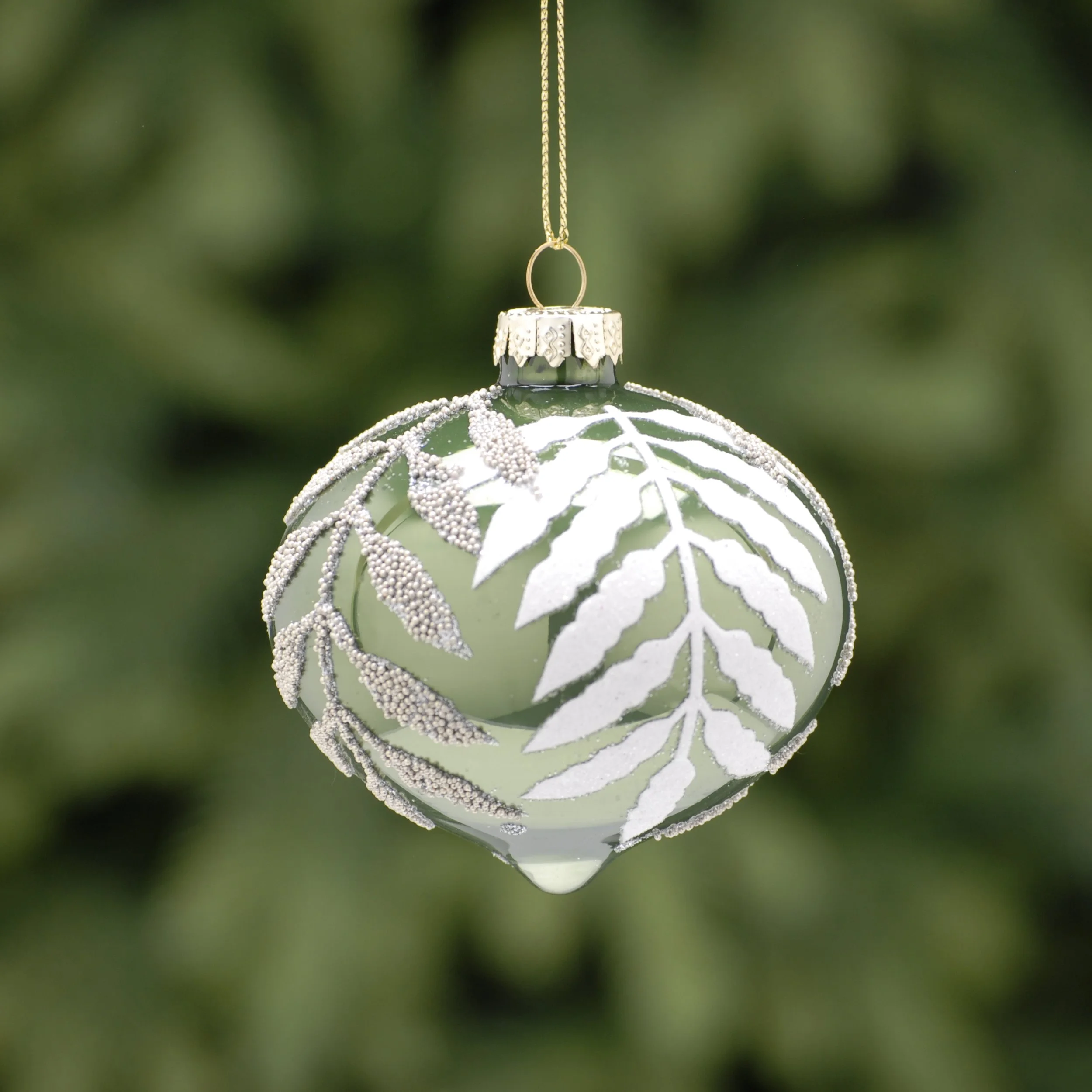 Bauble - Green with gold detail