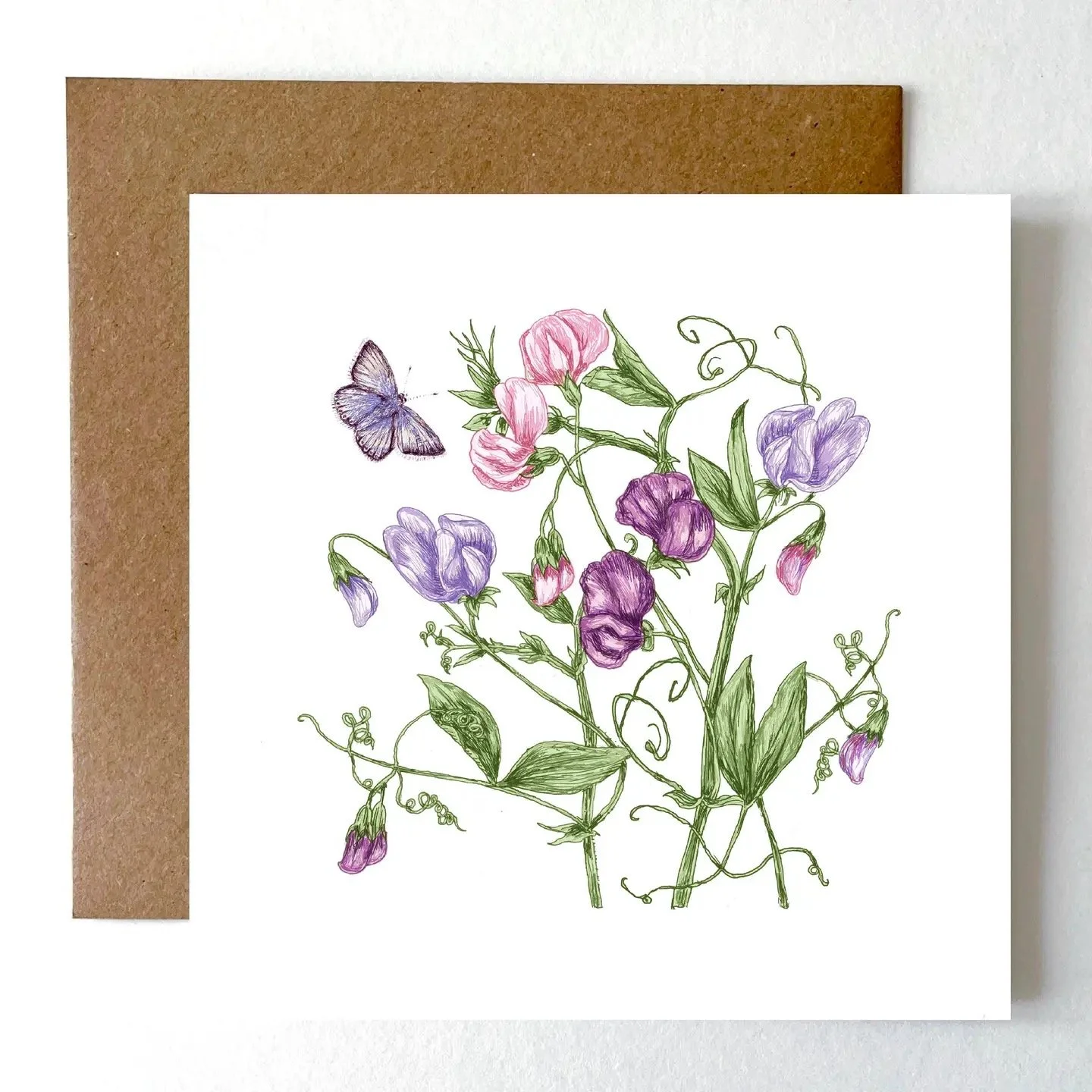 Art card - Sweet pea by Helen Briggs
