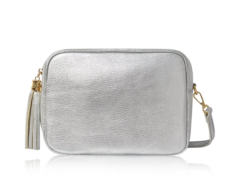 Leather shoulder bag Large - Silver