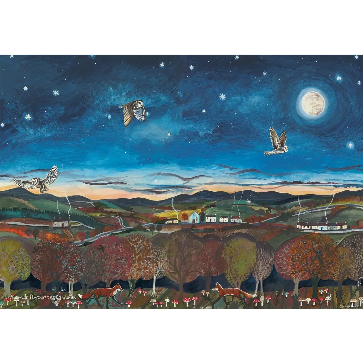 Art card - Owls By Moonlight by Lizzie Spikes