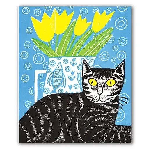 Art card - Cat and Flowers