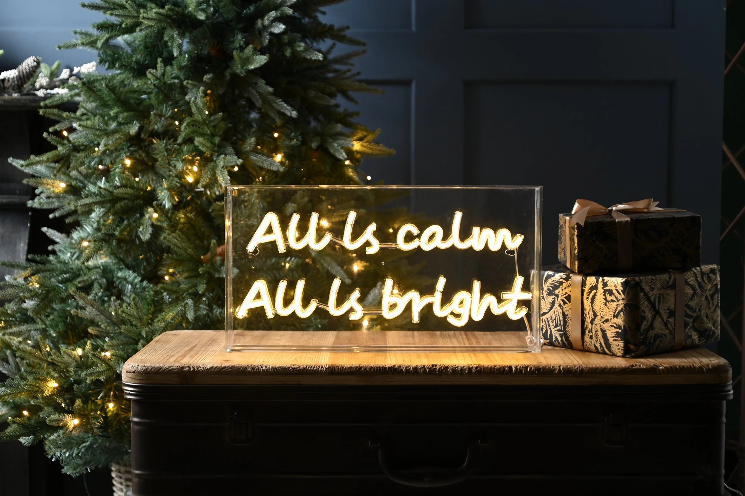 All is calm All is Bright light up sign