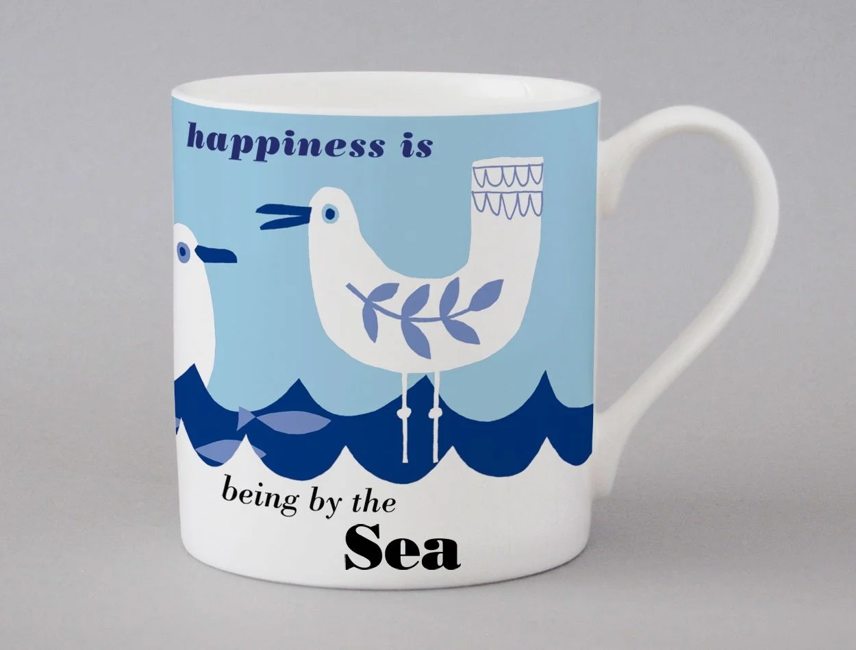 Mug - Happiness is being by the sea - Seagull