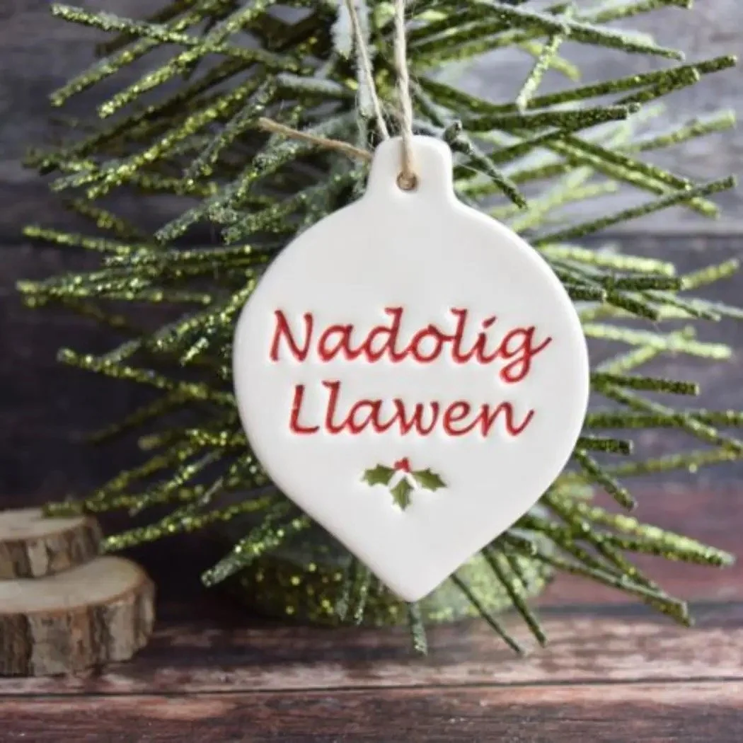 Nadolig Llawen - handmade ceramic hanging