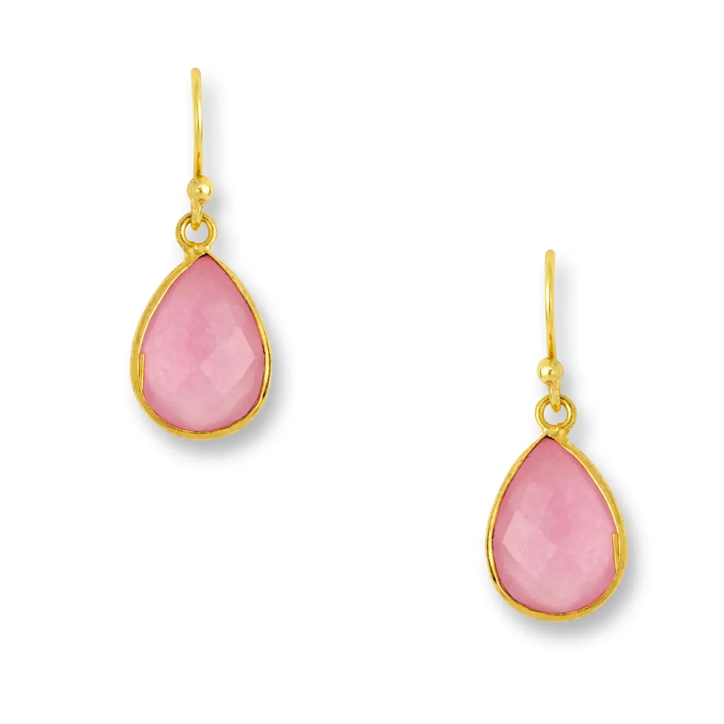 Earrings - Pink Jade teardrop