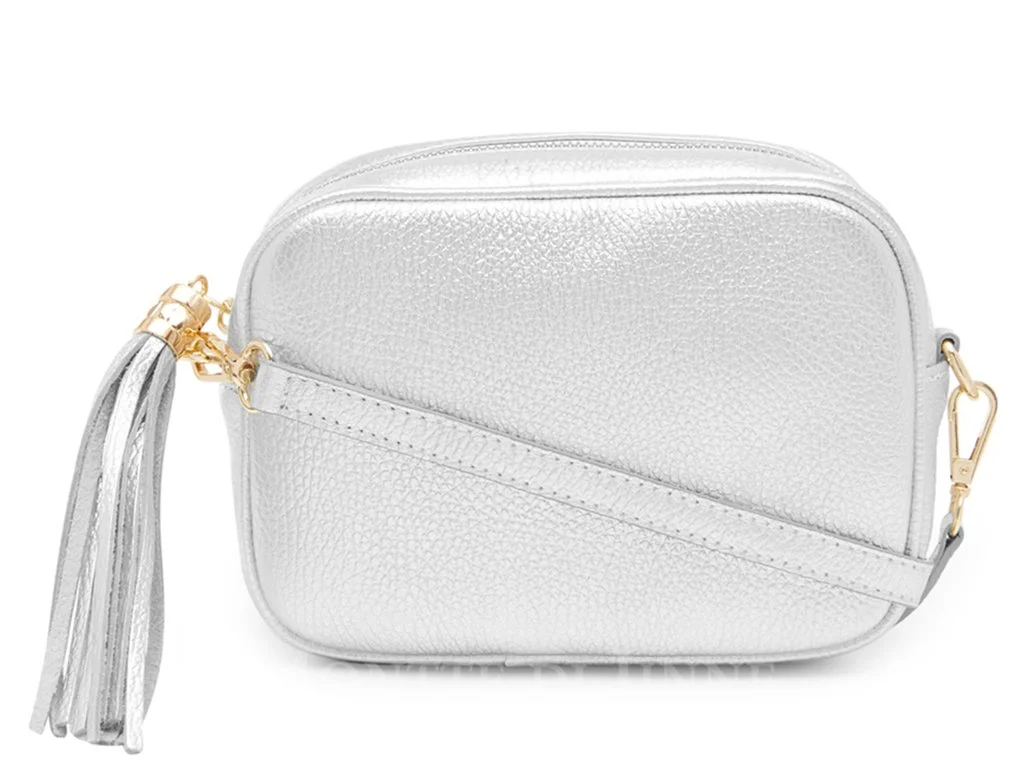 Leather shoulder bag medium - Silver