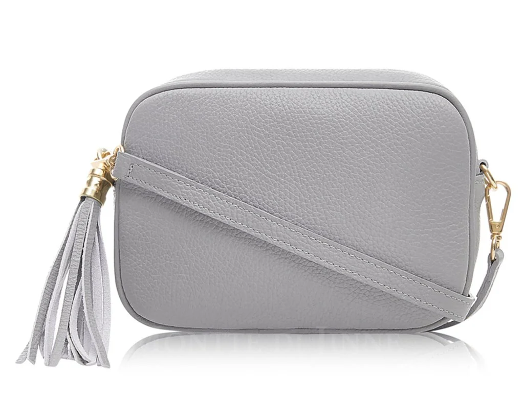 Leather shoulder bag medium - Light Grey