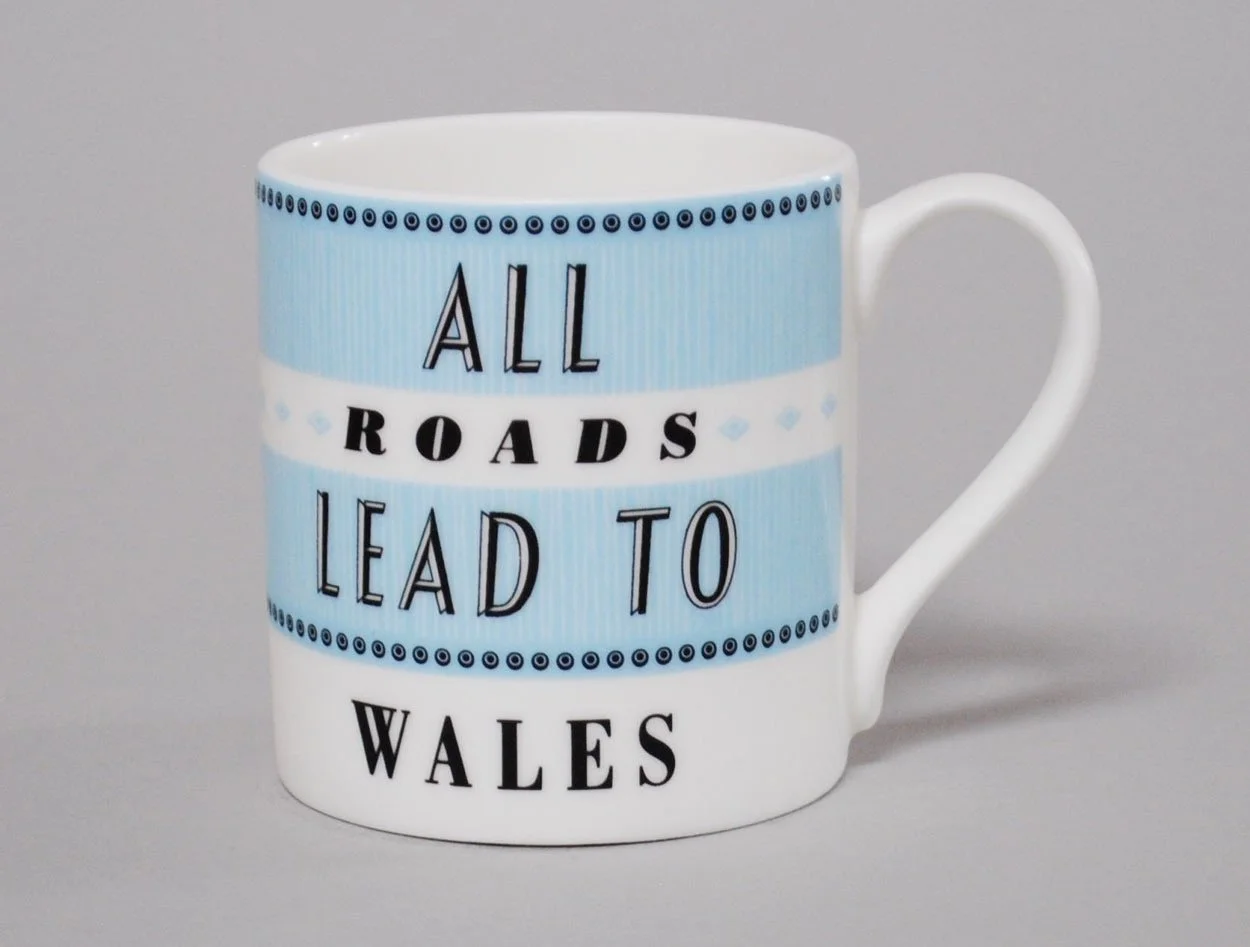 Mug - All roads lead to Wales - Blue
