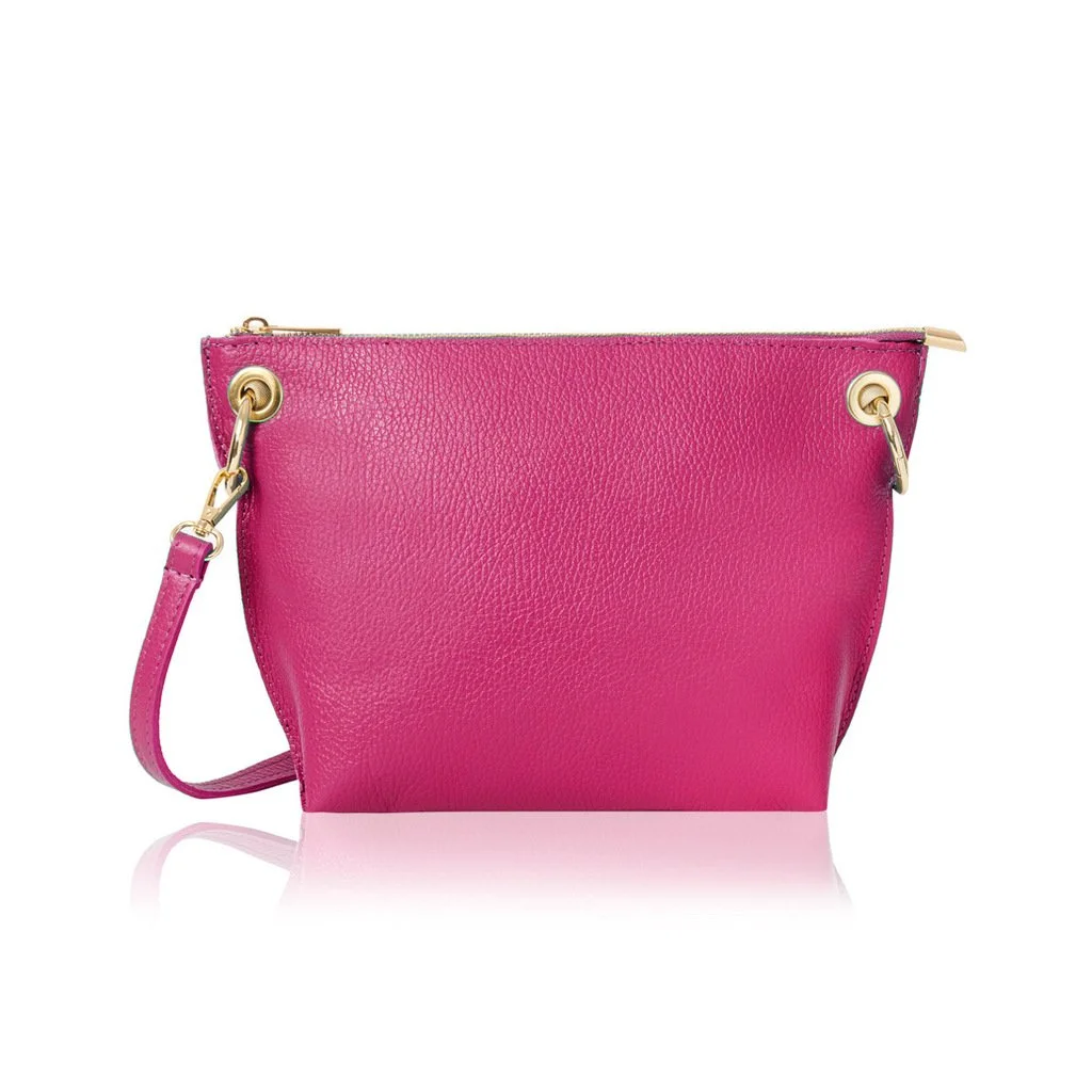 Leather shoulder bag - Fuchsia
