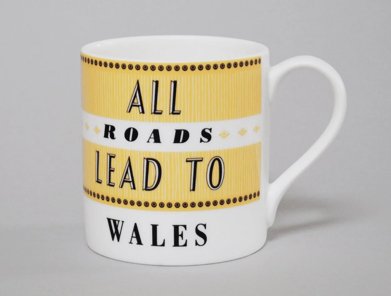 Mug - All roads lead to Wales - Yellow
