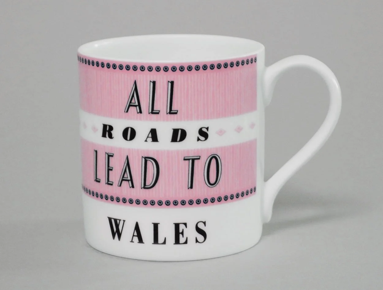 Mug - All roads lead to Wales - Pink