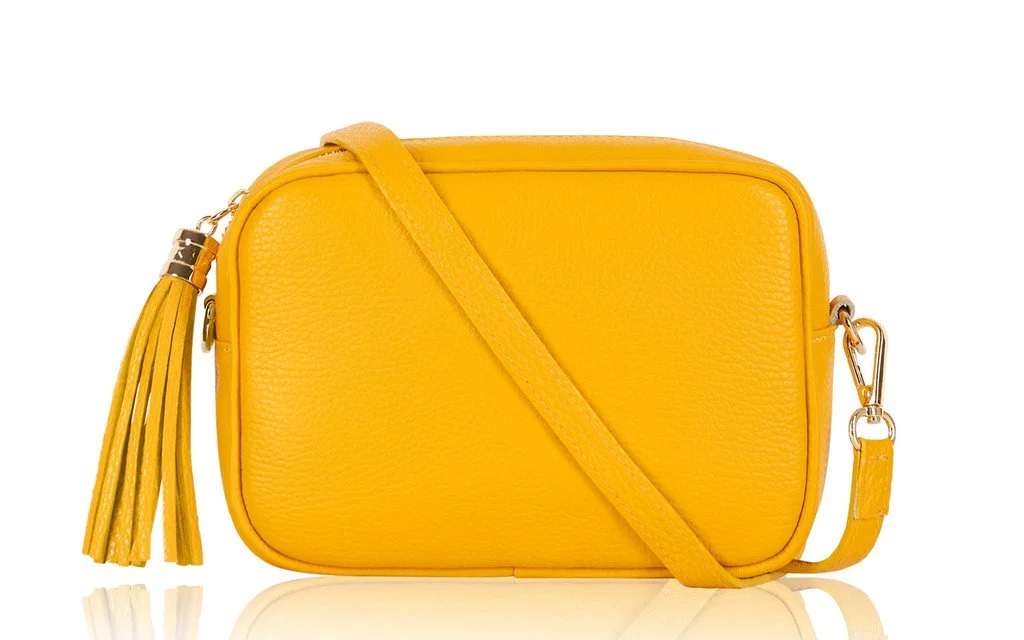 Leather shoulder bag medium -Yellow