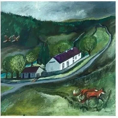 Art card - Soar y Mynydd & Foxes by Lizzie Spikes