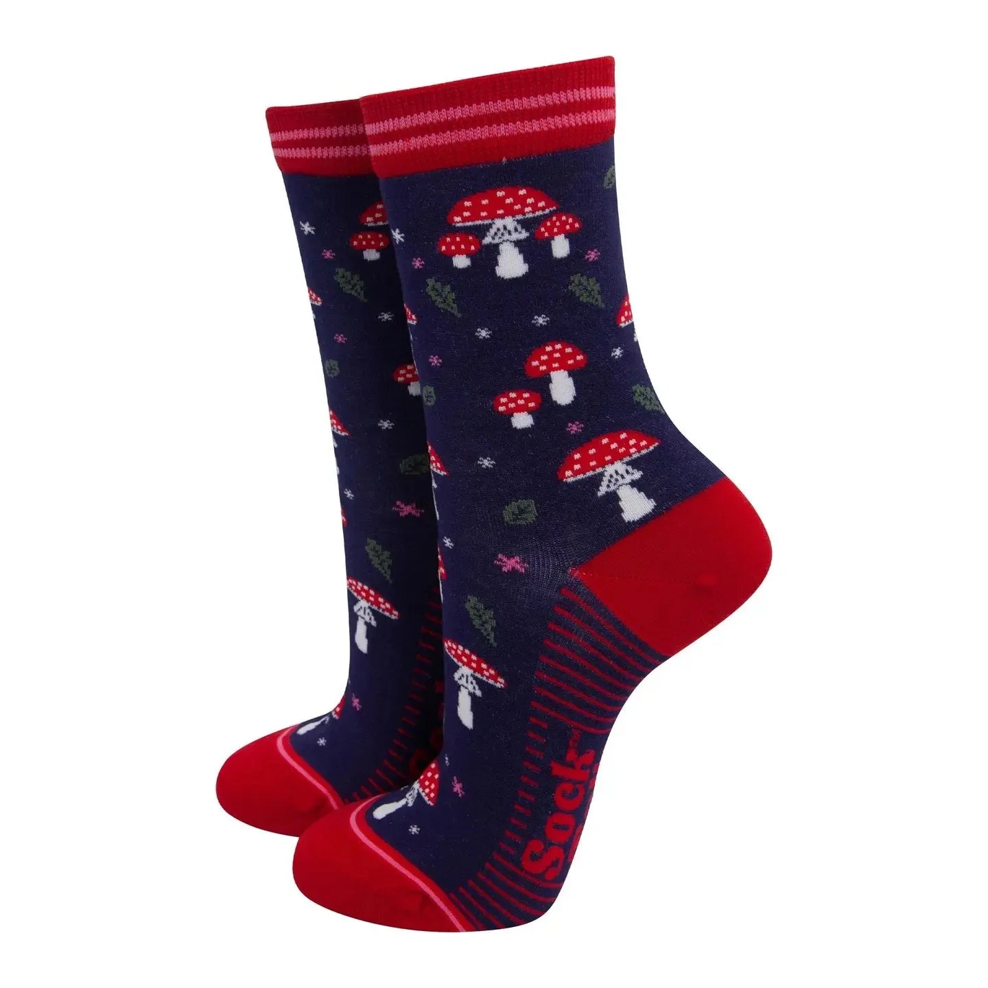 Socks - Toadstools navy blue and red for her