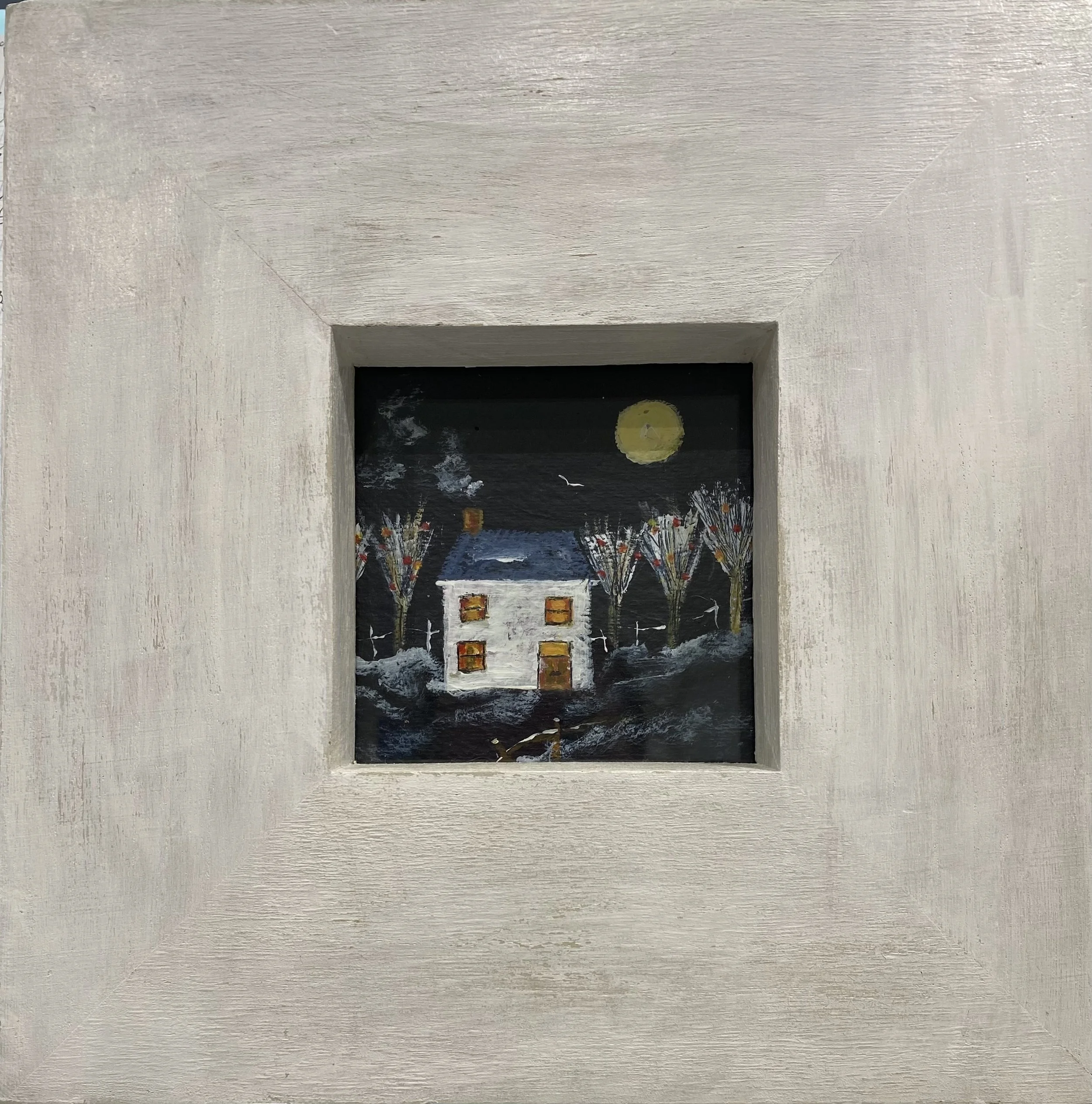 Painting - Full moon warm home by Therese James